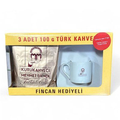Набор молотого кофе 3*100г. Kurukahveci Mehmet Efendi с чашкой в подарок 2806894071 фото